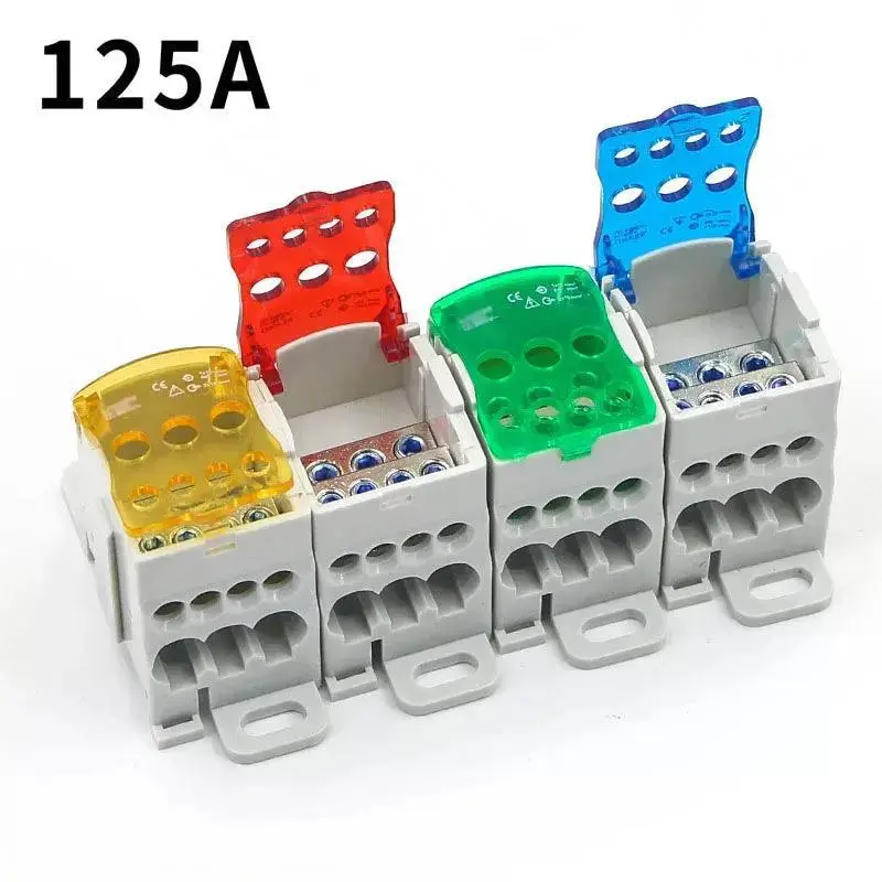 Ukk 125A One In Multiple-Out Distribution Box Din Rail Terminal Blocks Universal Wire Connector Junction Box Waterproof 1