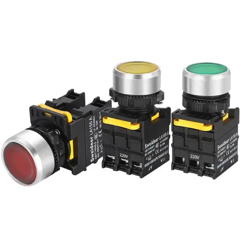 Waterproof Button Switch With Led 22Mm Momentary Reset Self Locking Power Push Button Switch With Light 12V 24V 220V 10A 1No 1