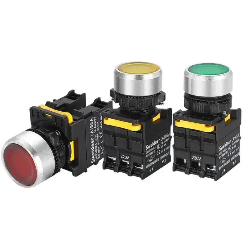 Waterproof Button Switch With Led 22Mm Momentary Reset Self Locking Power Push Button Switch With Light 12V 24V 220V 10A 1No 1