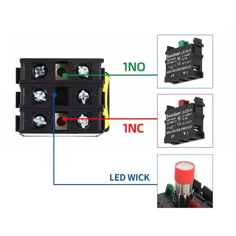 Waterproof Button Switch With Led 22Mm Momentary Reset Self Locking Power Push Button Switch With Light 12V 24V 220V 10A 1No 6