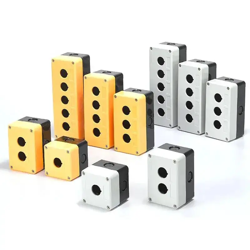 Waterproof Button Box Switch Control Box 12345 Hole Industrial Switch Indicator Box 22Mm Yellow Shell, Gray Shell 1