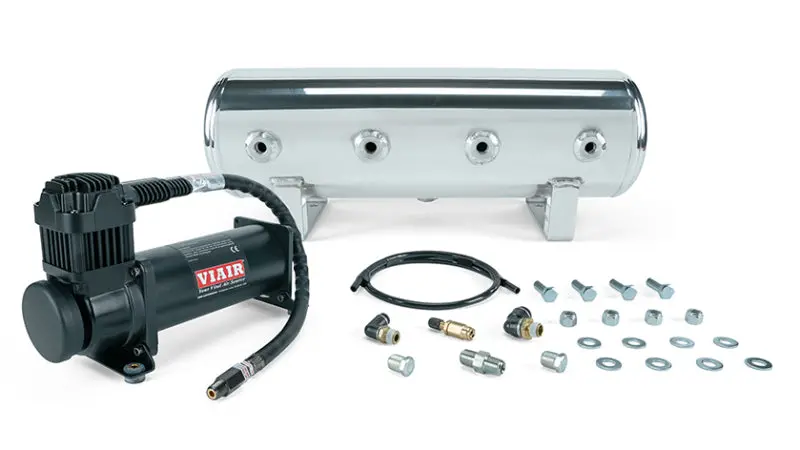 Air Lift 2.5 Gal. Polished Tank W/ Viair 444B Blk Compressor (Incl. Fittings & Mounting Hardware) 1