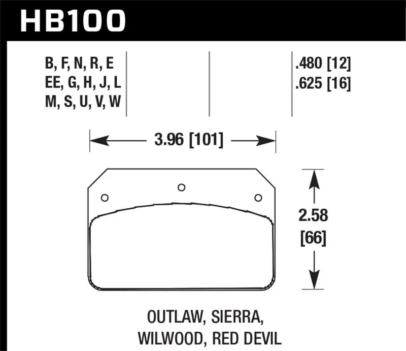Hawk Wilwood Dl/Outlaw/Sierra 12Mm Hps 5.0 Street Brake Pads 1