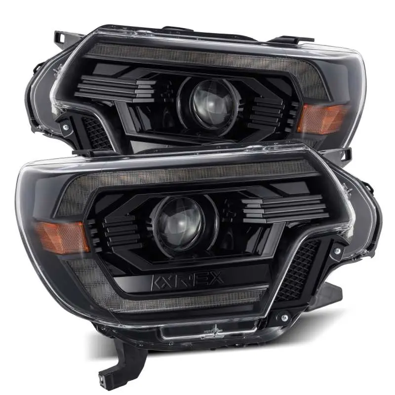 Alpharex 12-15 Toyota Tacoma Luxx Led Projector Headlights Plank Style Alpha Black W/Drl 1