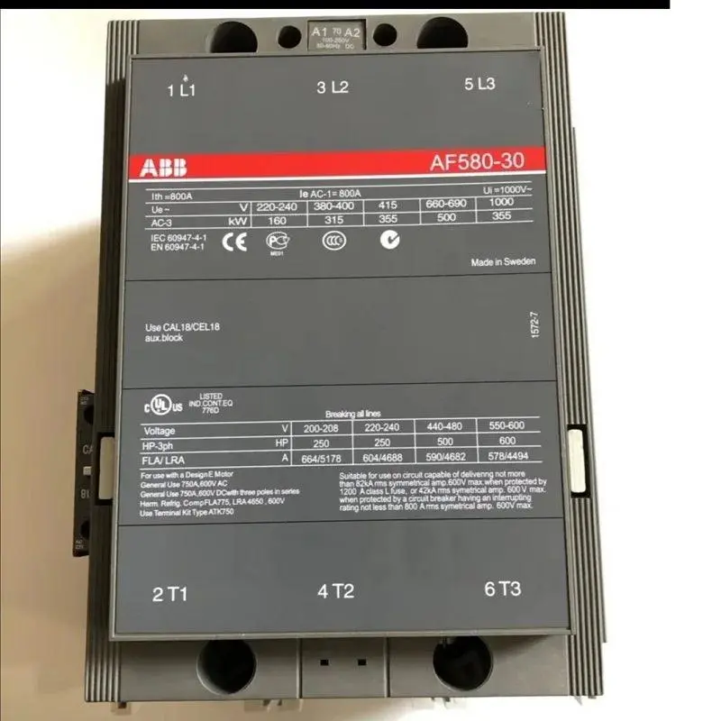 Abb 3-Ploe Contactors Af Series Ac/Dc Operated 1Nc+1No  580A 315Kw  Af580-30-11-68 Af580-30-11-68 Af580-30-11-70 Af580-30-11-71 1