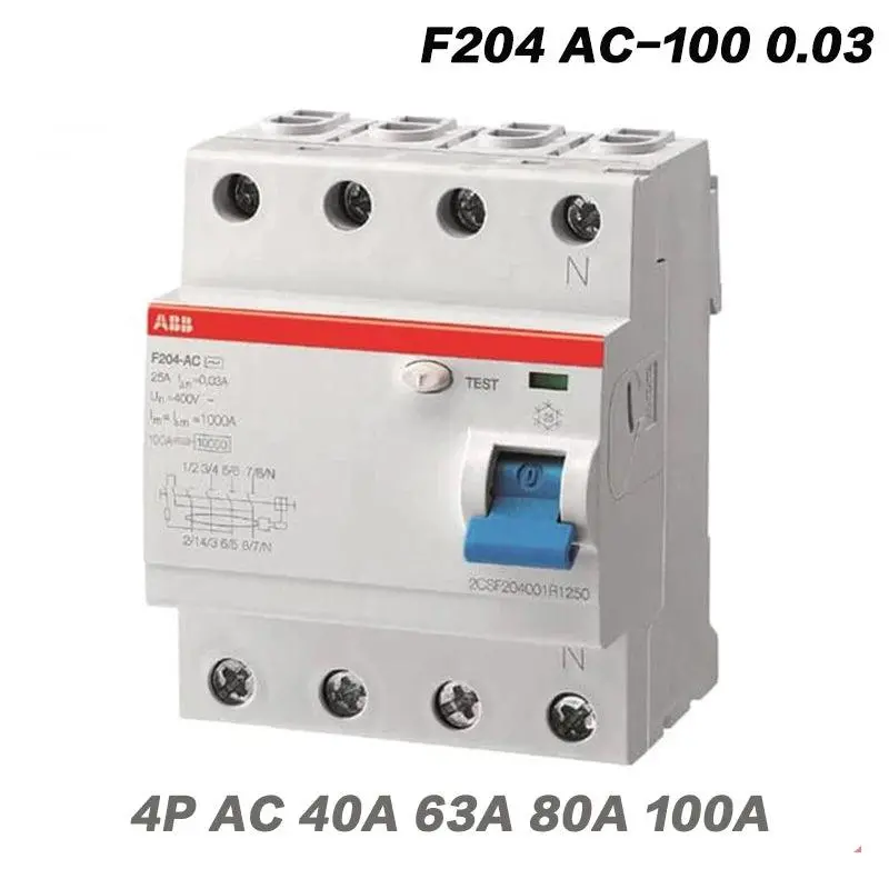 Abb Electric F204 Ac-100 0.03 30Ma Mini Air Earth Leakage Circuit Breaker Protection Switch Residual Current Operation Device 1