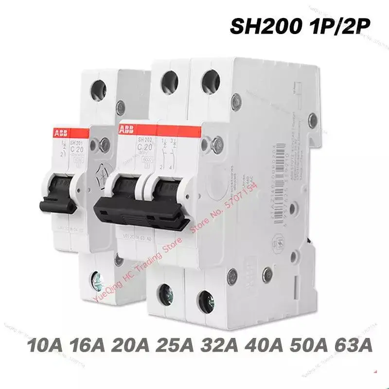 Abb Electric Sh200 Mcb Miniature Circuit Breaker Ac 1P 2P C 10A 16A 20A 25A 32A 40A 63A 1