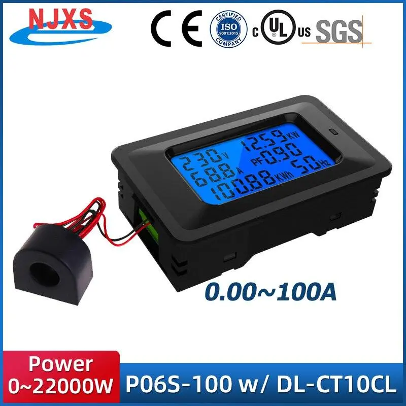 Ac 20A/100A Digital Power Energy Voltmeter Ammeter Current Amps Volt Wattmeter 110-250V Power Monitor 1