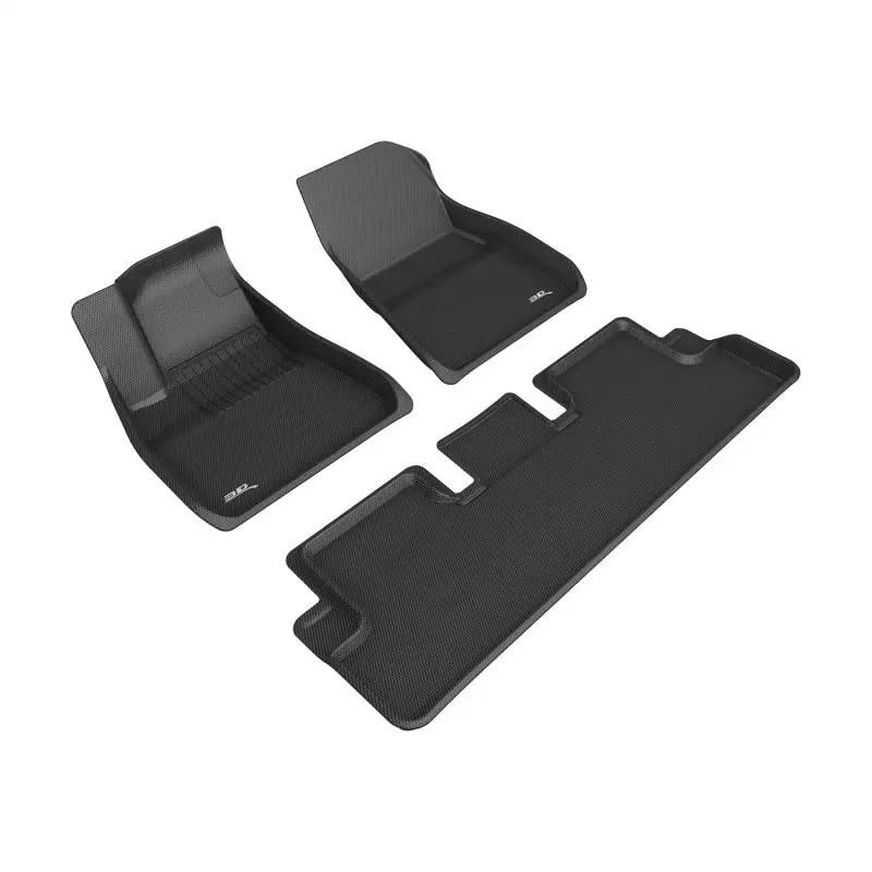 3D Maxpider 20-22 Tesla Model 3 Kagu 1St & 2Nd Row Floormats - Black 1