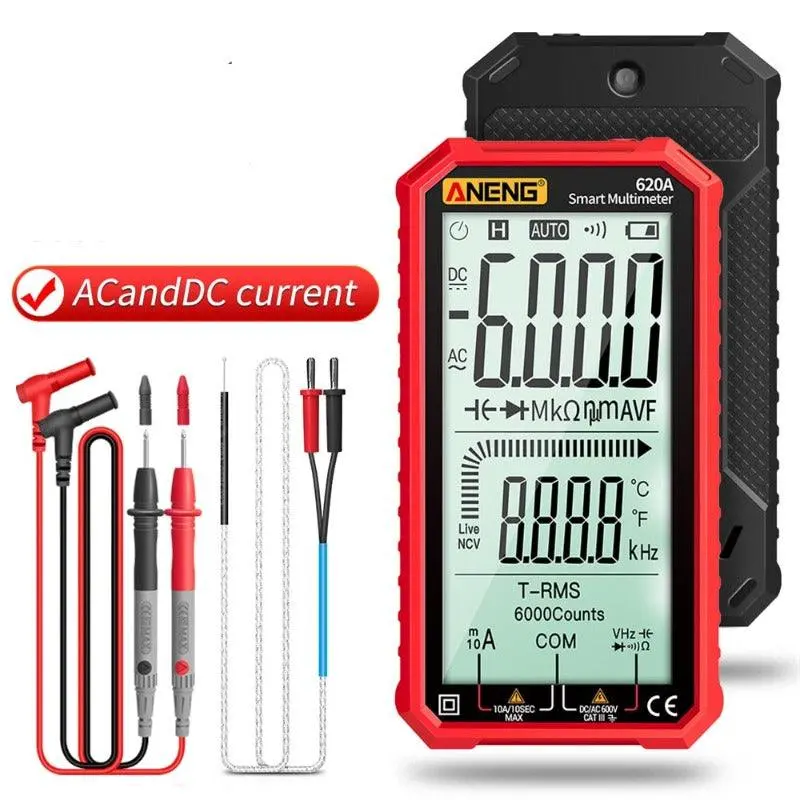 Aneng- 620A Digital Multimeter Transistor Testers| Red/Black Optional 1