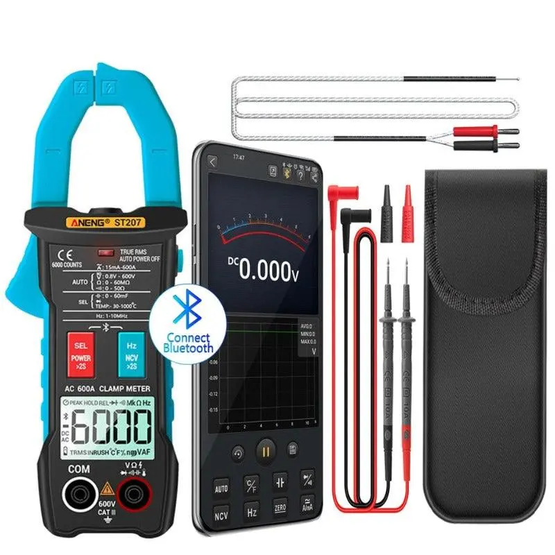 Aneng- St207 Digital Bluetooth Multimeter Clamp Meter| Ac Current Hz Capacitance Ohm 1