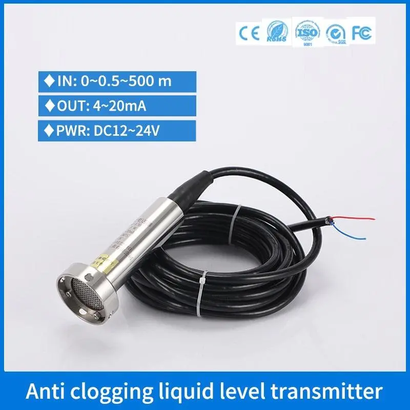 Anti Clogging Liquid Water Level Sensor 4-20Ma Submersible Septic Tank Sludge Sewage Level Transmitter 2