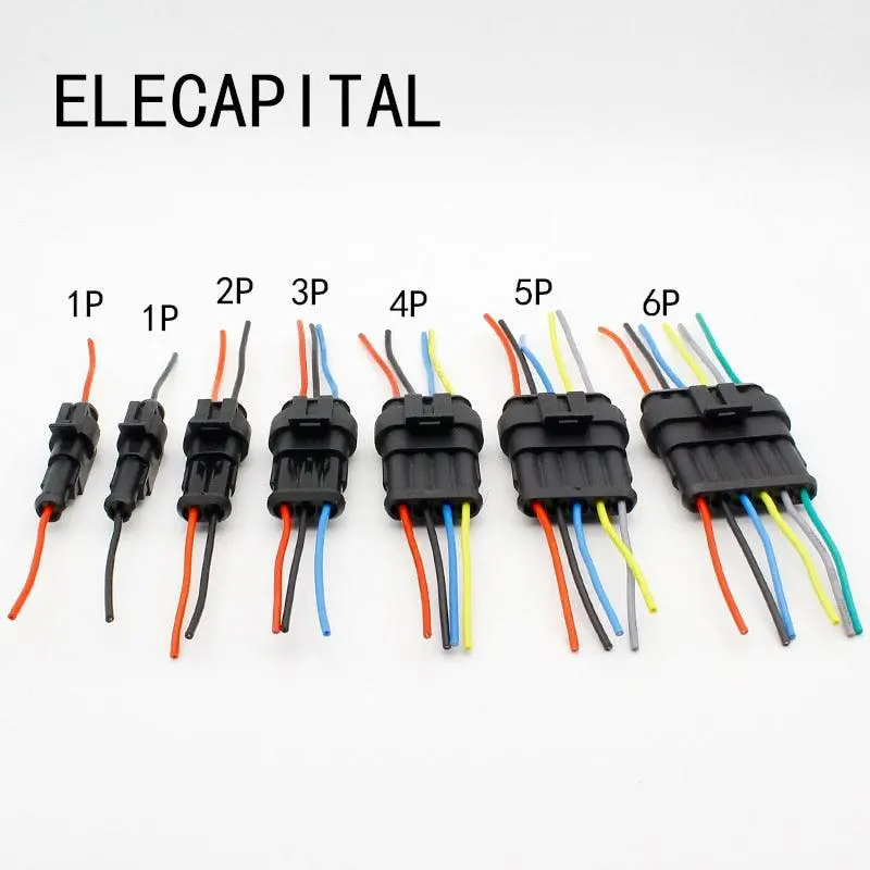 Auto Wire Connector 1 2 3 4 5 6 Way 1P 2P 3P 4P 5P Auto Connector Male &Amp; Female Waterproof Electrical Connector Plug With Cable 1