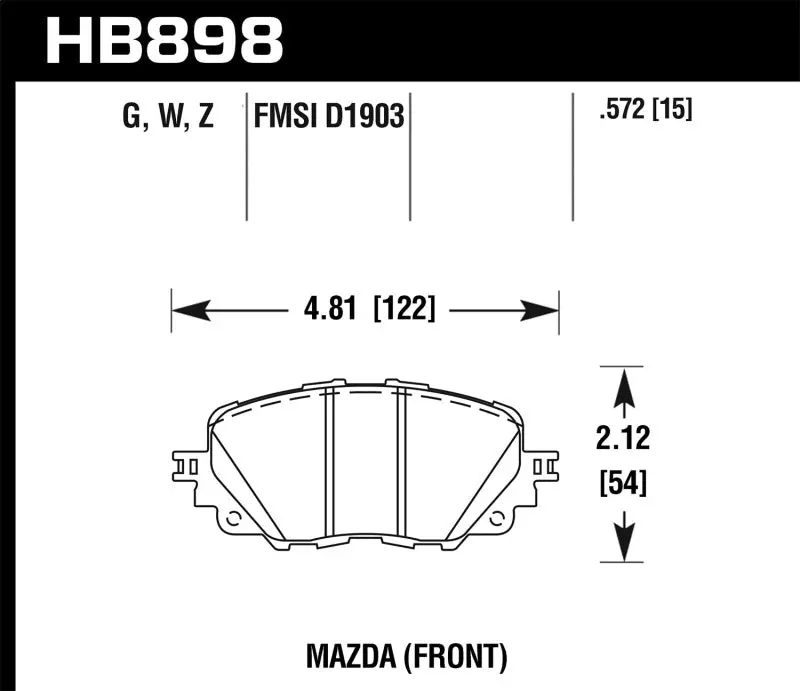 Hawk 17-19 Fiat 124 Spider Dtc-30 Front Brake Pads 1