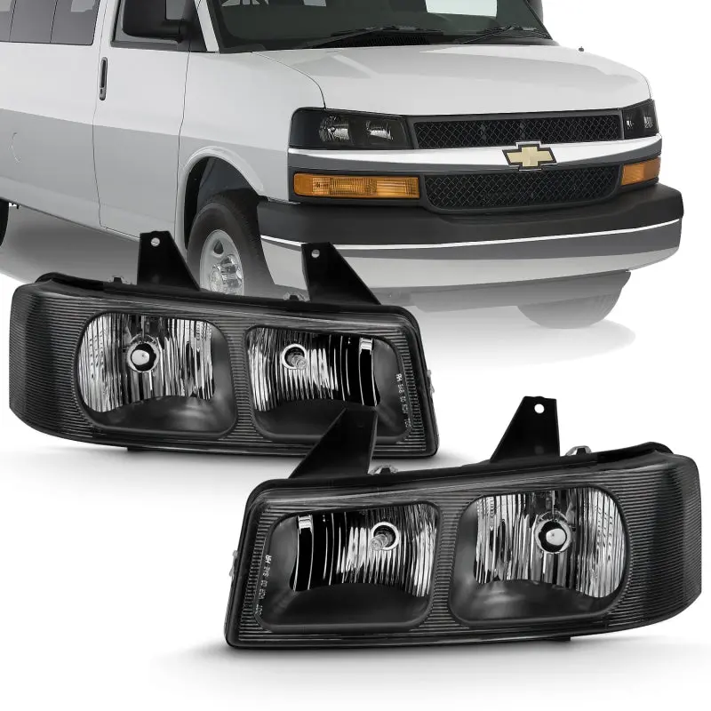 Anzo 2003-2017 Chevy Express Crystal Headlight Black 1