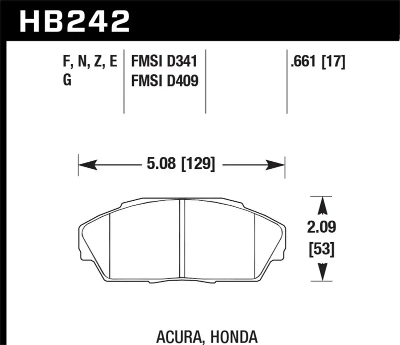 Hawk 86-01 Acura (Various) / 88-93 Honda (Various) Dtc-60 Race Front Brake Pads 1