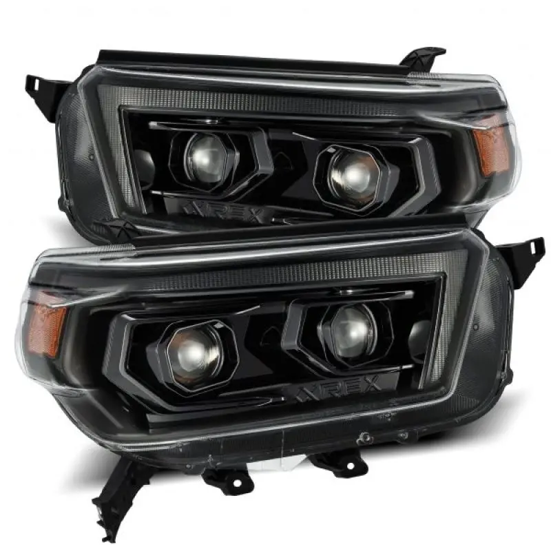 Alpharex 10-13 Toyota 4Runner Luxx Led Proj Headlights Plank Style Alpha Black W/Seq Signal/Drl 1