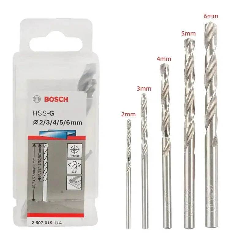 Bosch- 5 Hss-G Twist Drill Bits Straight Twist Drill Bits|  2/3/4/5/6 Mm 1