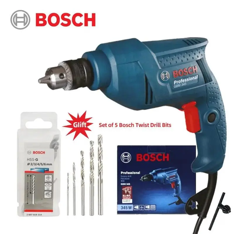 Bosch- Electric Drill Gbm 345 Electric Screwdriver| (Send 5 Original Drill Dits) 1
