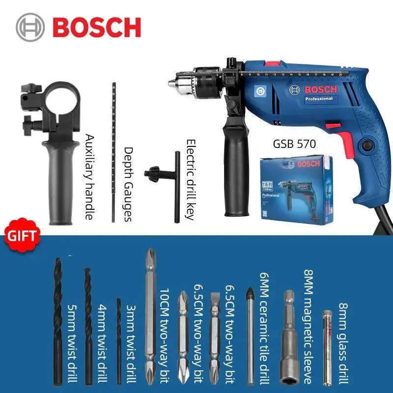 Bosch- Gsb570 Impact Drill Hand Electric Drill| Household Multi-Function 1