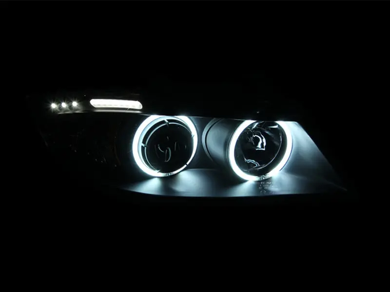 Anzo 2006-2008 Bmw 3 Series E90-E91 Projector Headlights W/ Halo W/ Led Bar Black (Ccfl) 2