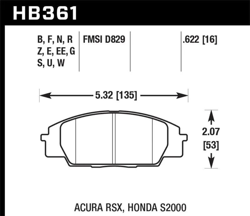 Hawk Honda S2000/Civic Type R/Acura Rsx Front Race Pads Blue 9012 1