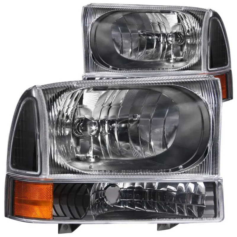 Anzo 2000-2004 Ford Excursion Crystal Headlights Black 1