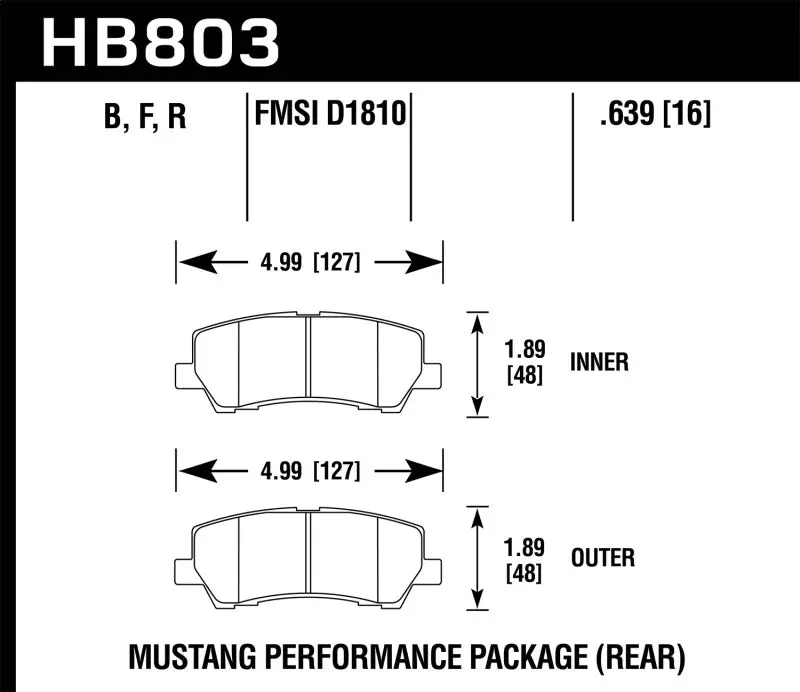 Hawk 15-20 Ford Mustang Gt 5.0L / 16-17 Mustang Brembo Package Dtc-30 Race Rear Brake Pads 1