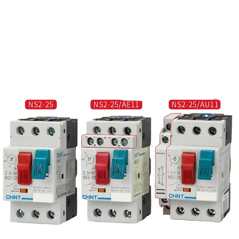 Chint Brand Ac Motor Starter Ns2-25 Ae11 Au11 220V-390V Motor Protection Thermal Switch General Motor Protector 1