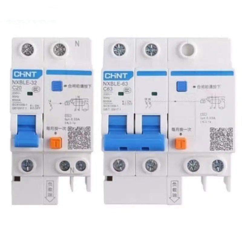 Chint Chnt Leakage Protection Household Air Switch Circuit Breaker Nxble-63 1P+N 2P 3P 3P+N 4P Leakage Circuit Breakers 1