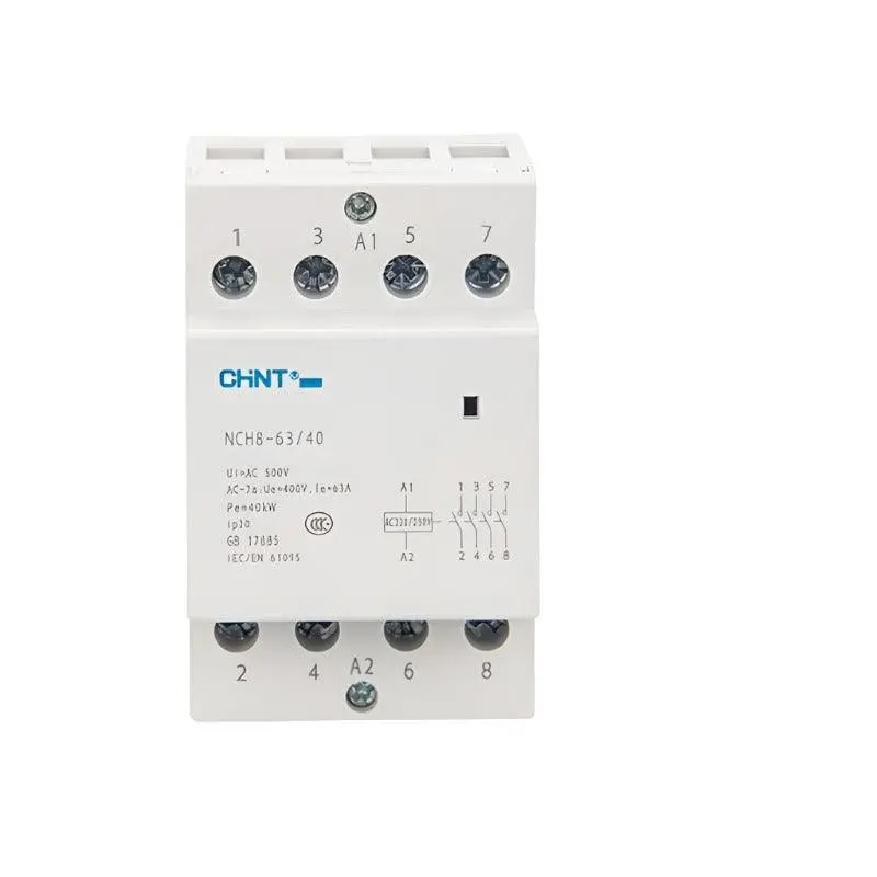Chint Nch8 3-Phase Din Rail Household Ac Contactor 220V 500V~ 40A/63A 4No/2No2nc Contactor 1