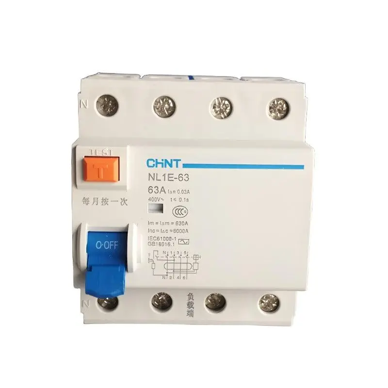 Chint Nl1e-63 3P+N 4P 63A 40A 25A 30Ma Rccb 50Hz/60Hz  Electronic Electric Leakage Breaker Residual Current Protection 1