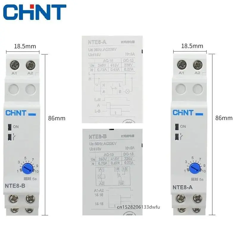 Chint Nte8 Series Time Delay Relay Nte8-A Nte8-B 10S 120S 480S Ac220v Dc24v 3