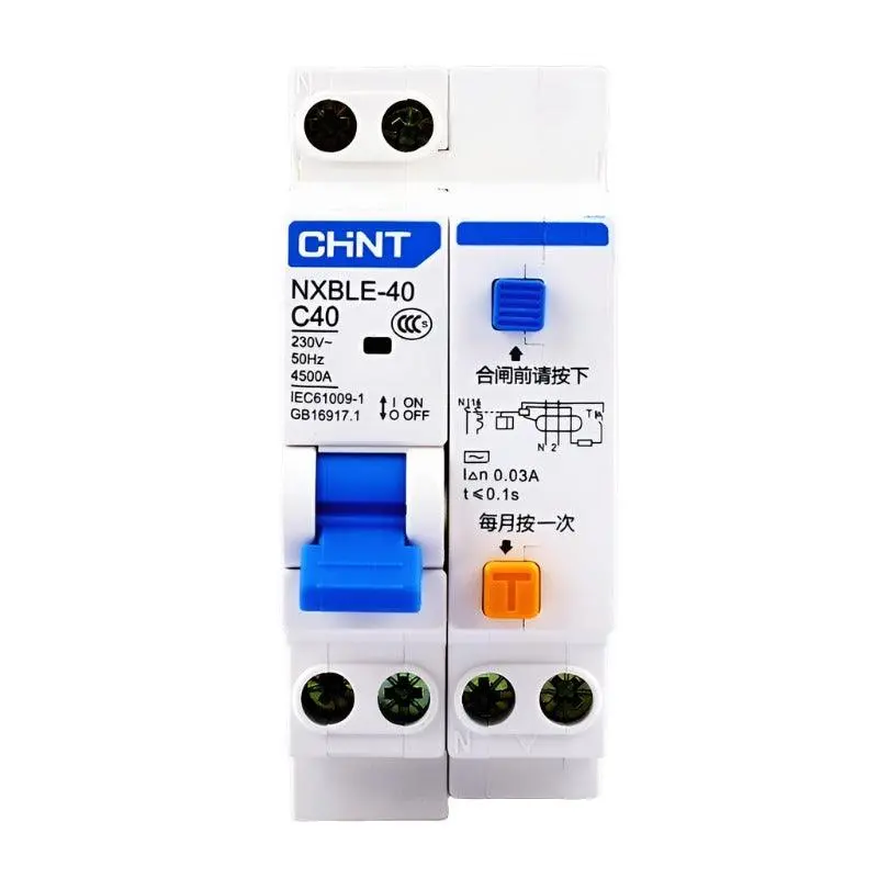Chint Nxble-40 1+N Dpnl Rcbo 6A 10A 16A 20A 25A 32A 40A 230V 50/ Earth Leakage Circuit Breakers 1