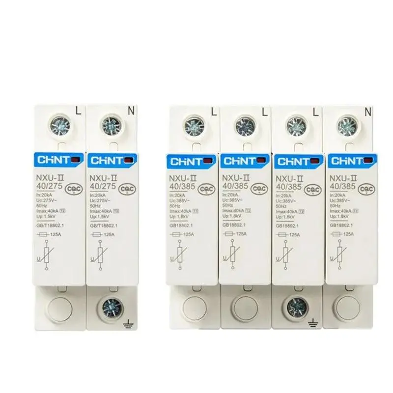 Chint Nxu-Ii Surge Protective Device 2P 3P 4P 15Ka 40Ka 65Ka 100Ka Surge Arrester Protect Electric System 1