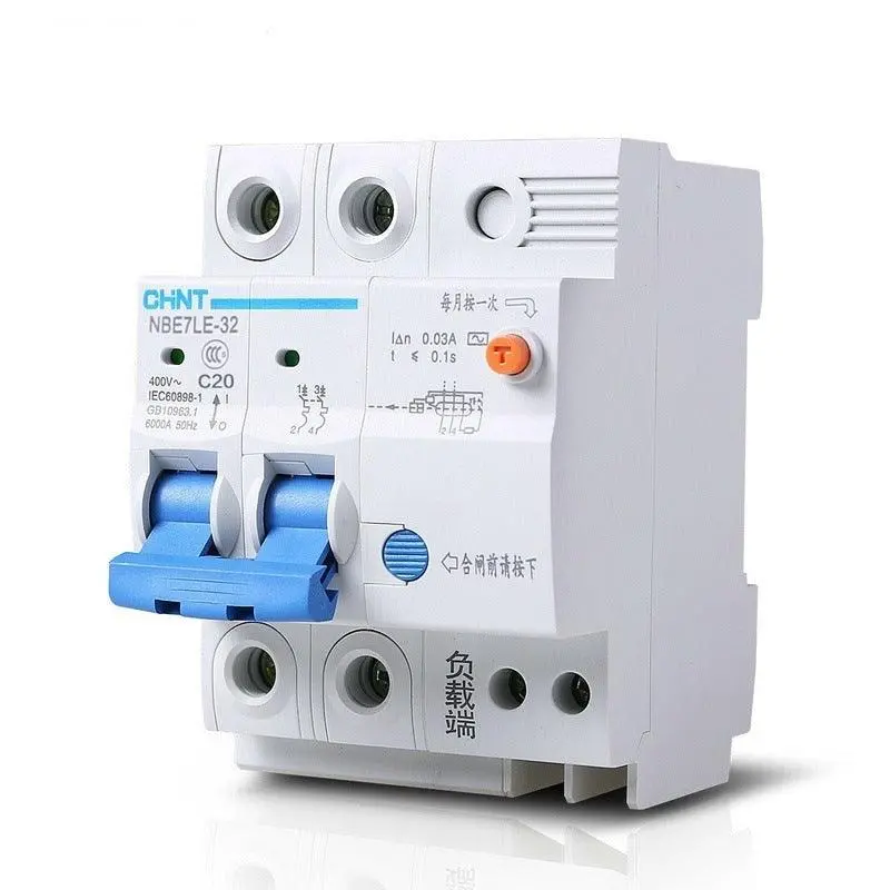 Chnt Chint Leakage Circuit Breaker Household With Electric Protection Circuit Breaker Nbe7le 2P 16A 20A 25A 32A 40A 63A 1