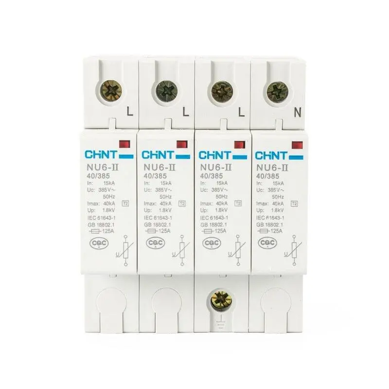 Chnt Chint Surge Protective Device 1P 2P 3P 4P 15Ka 40Ka 65Ka 100Ka Nu6-Ii 40/385 Surge Arrester Protect Electric System 385V Ac 1