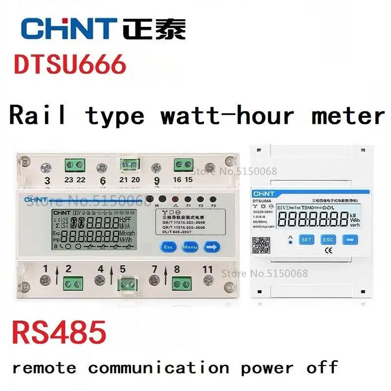 Chnt Ddsu666 Rs485 Communication Rail Type Meter Switch Three-Phase Four-Wire Energy Watt-Hour Meter 380V 1