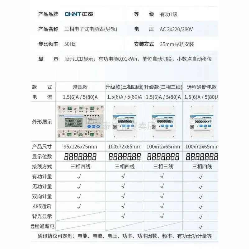 Chnt Ddsu666 Rs485 Communication Rail Type Meter Switch Three-Phase Four-Wire Energy Watt-Hour Meter 380V 3