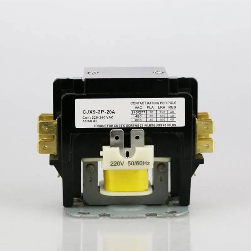 Cjx9 Series 2P 20A 240Vac Ac Contactor Two Pole Contactor For Air Compressor 1