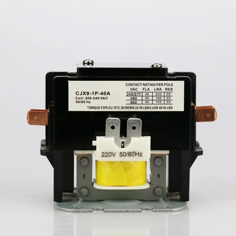 Cjx9 Series Ac Contactor Single Pole Condensor Contactor 1P 40A 240Vac Air Conditioner Contactor 1