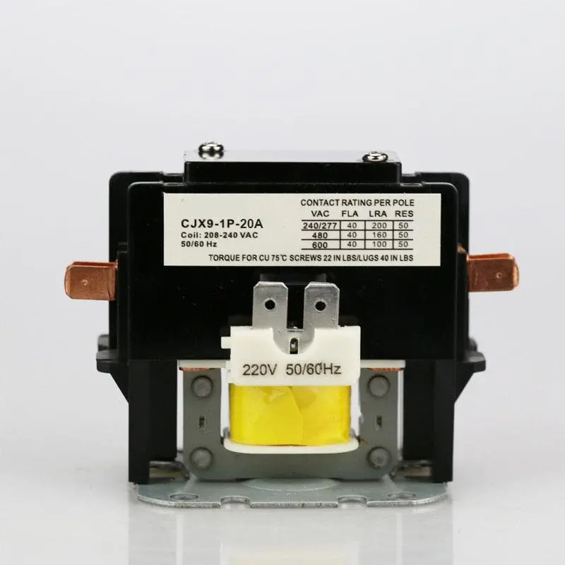 Cjx9 Series Single Pole Air Compressor Contactor 1P 20A 240Vac Air Conditioner Ac Contactor 1