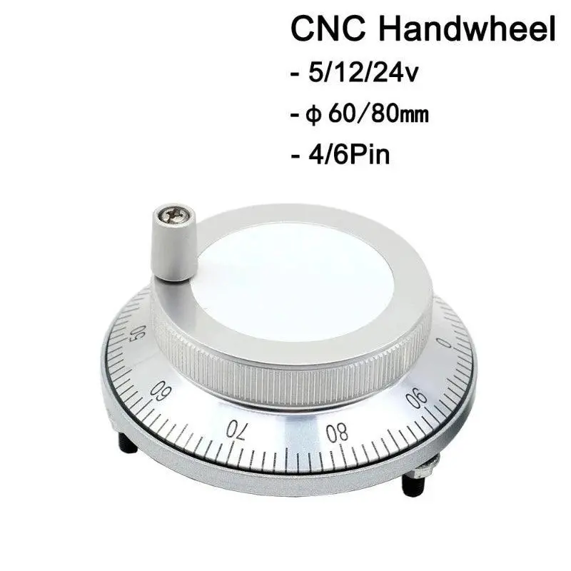 Cnc Pulser Handwheel 5V 12V 24V 6Pin Pulse 100 25 Manual Pulse Generator Hand Wheel Plc Cnc Machine 60Mm 80Mm Rotary Encoder 4