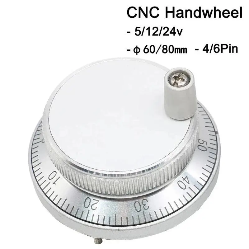 Cnc Pulser Handwheel 5V 12V 24V 6Pin Pulse 100 25 Manual Pulse Generator Hand Wheel Plc Cnc Machine 60Mm 80Mm Rotary Encoder 5