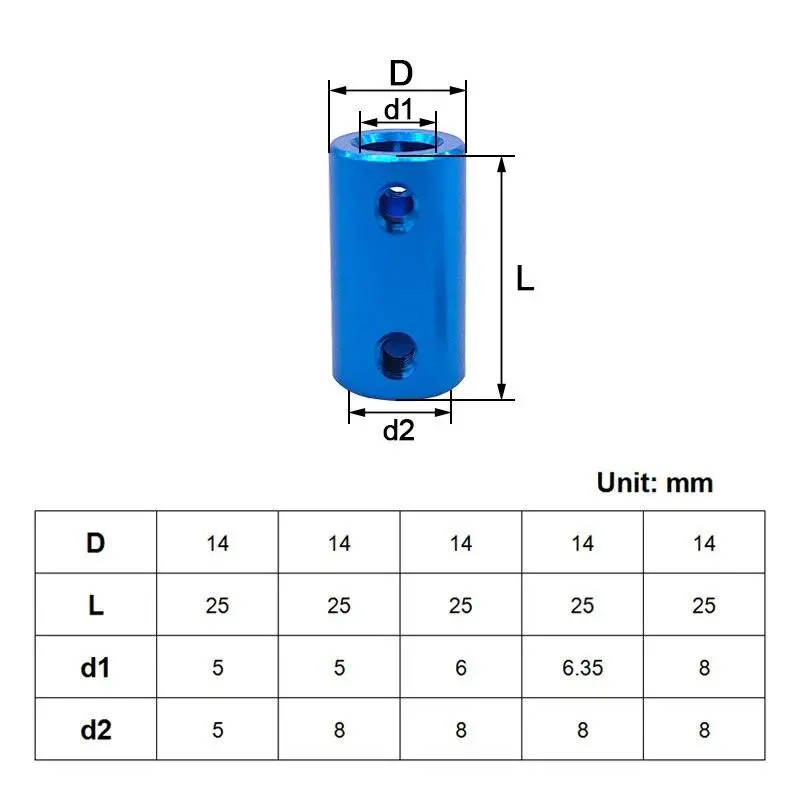 Coupling D14l25 5*5 5*6 5*8 6*8 8*8 Shaft Cnc Coupler Aluminium Alloy 3