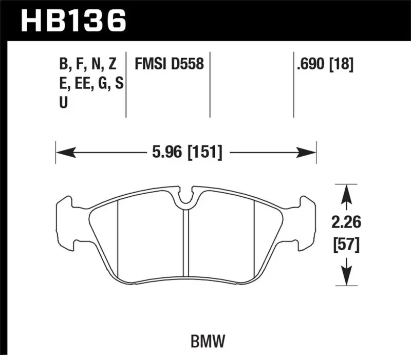 Hawk Bmw 318I/318Ic/318Is/318Ti/325Ci/325I/325Is/325Xi/328Ci/328Ic/328Is/Z3 Race Dtc-60 Frt Brk Pads 1