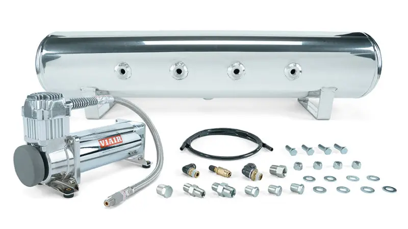 Air Lift 4 Gal. 7-Port Tank W/ Viair 444C Chrome Compressor (Incl. Fittings & Mounting Hardware) 1