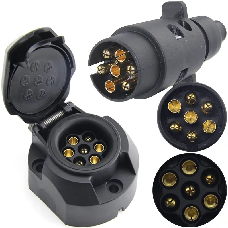 European Standard Seven-Core Trailer Power Plug Socket European Style 7-Pin Trailer Pickup Truck Rv Adapter Connector 1