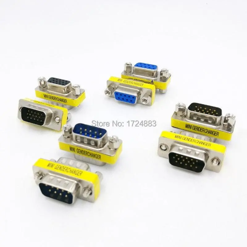 Db9/Db15 Mini Gender Changer Adapter Rs232 Com D-Sub To Male Female Vga Plug Connector 9 15Pin 1