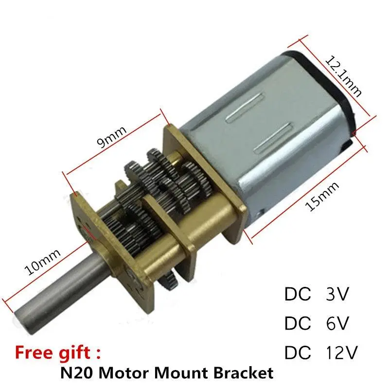 Dc 3V/6V/12V N20 Mini Micro Metal Gear Motor With Gearwheel Dc Motors 15/30/50/60/100/200/300/500/1000Rpm 1